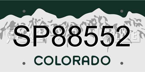 SP88552 Colorado License Plate