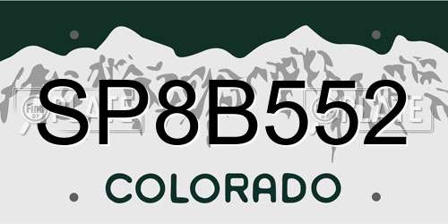SP8B552 Colorado License Plate