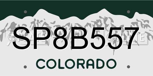 SP8B557 Colorado License Plate