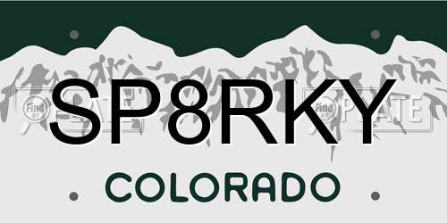 SP8RKY Colorado License Plate