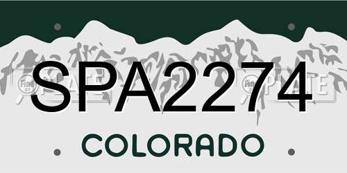 SPA2274 Colorado License Plate