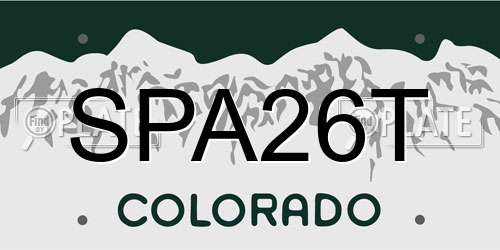 SPA26T Colorado License Plate