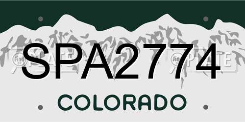 SPA2774 Colorado License Plate