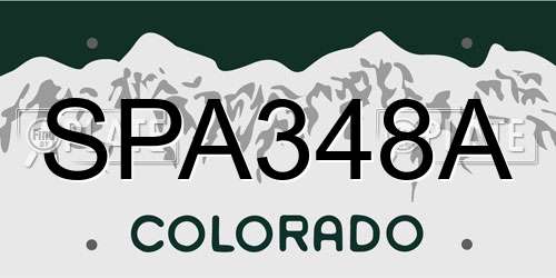 SPA348A Colorado License Plate