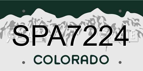 SPA7224 Colorado License Plate
