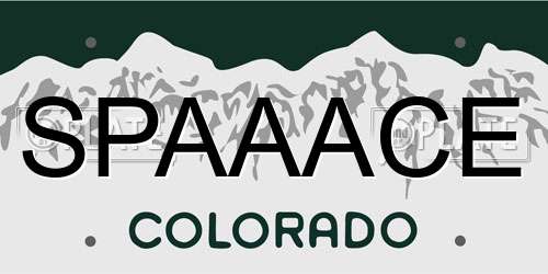 SPAAACE Colorado License Plate