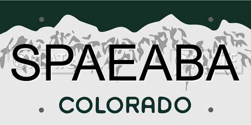 SPAEABA Colorado License Plate
