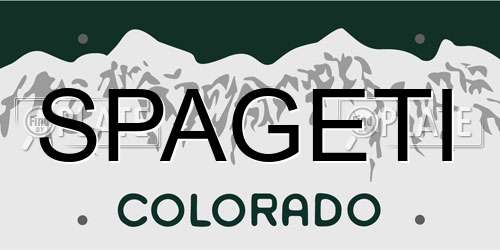 SPAGETI Colorado License Plate