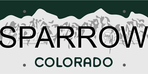 SPARROW Colorado License Plate