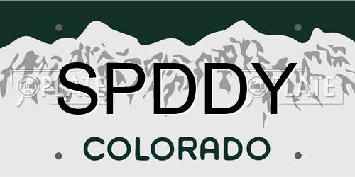 SPDDY Colorado License Plate