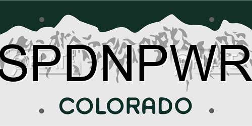 SPDNPWR Colorado License Plate
