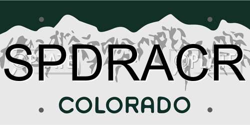 SPDRACR Colorado License Plate