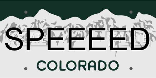 SPEEEED Colorado License Plate