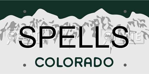 SPELLS Colorado License Plate