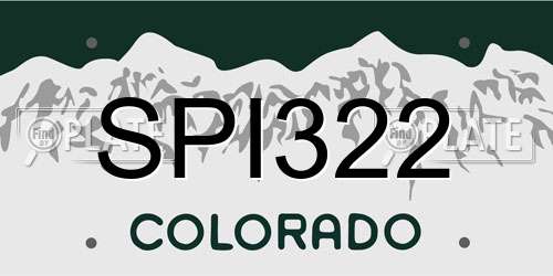 SPI322 Colorado License Plate