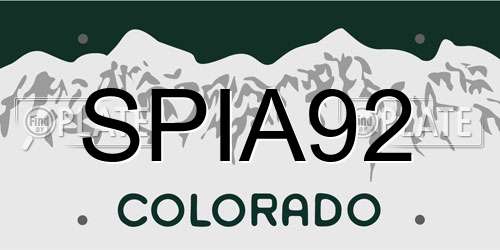 SPIA92 Colorado License Plate