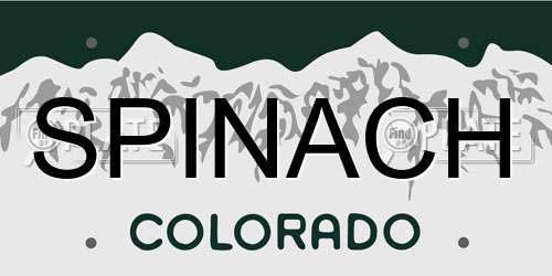 SPINACH Colorado License Plate