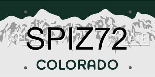 SPIZ72 Colorado License Plate