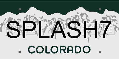SPLASH7 Colorado License Plate