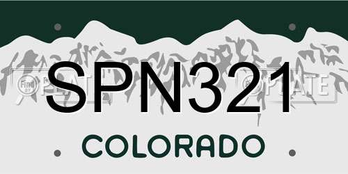 SPN321 Colorado License Plate