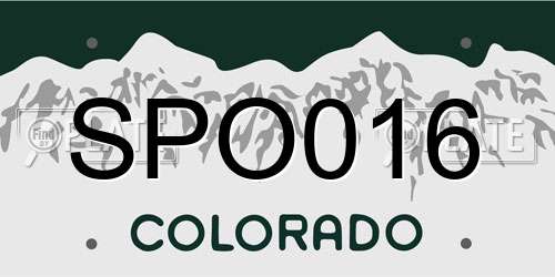SPO016 Colorado License Plate