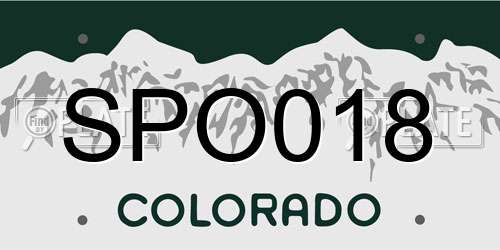 SPO018 Colorado License Plate
