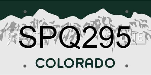 SPQ295 Colorado License Plate