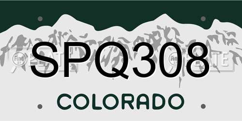SPQ308 Colorado License Plate