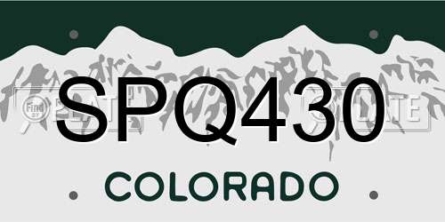 SPQ430 Colorado License Plate