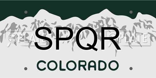 SPQR Colorado License Plate