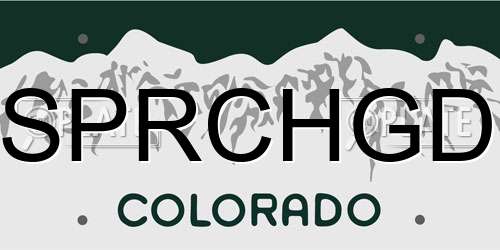 SPRCHGD Colorado License Plate