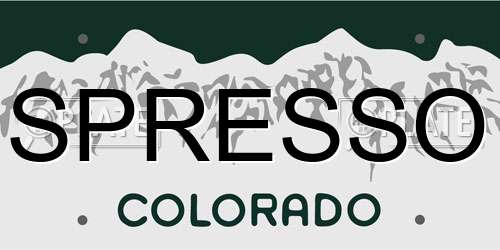 SPRESSO Colorado License Plate