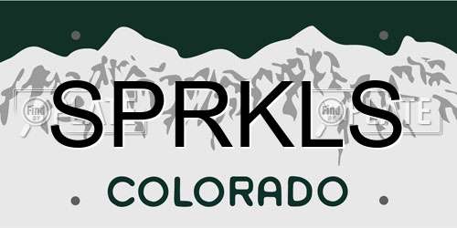 SPRKLS Colorado License Plate