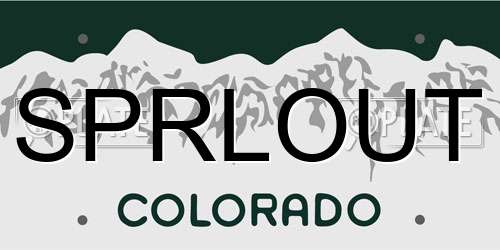 SPRLOUT Colorado License Plate
