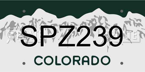 SPZ239 Colorado License Plate