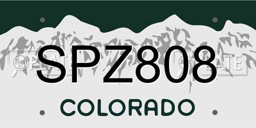SPZ808 Colorado License Plate