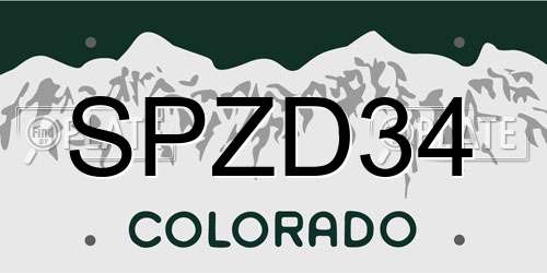 SPZD34 Colorado License Plate
