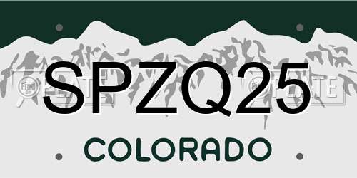 SPZQ25 Colorado License Plate