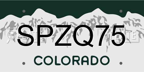 SPZQ75 Colorado License Plate
