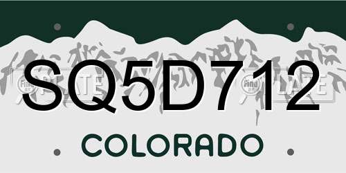 SQ5D712 Colorado License Plate