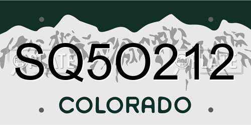 SQ5O212 Colorado License Plate