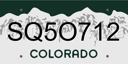 SQ5O712 Colorado License Plate