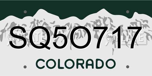 SQ5O717 Colorado License Plate