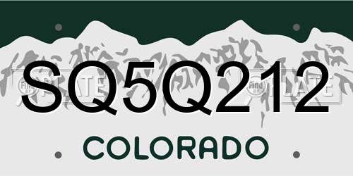 SQ5Q212 Colorado License Plate