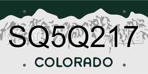 SQ5Q217 Colorado License Plate