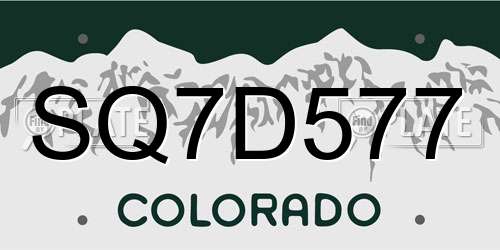 SQ7D577 Colorado License Plate