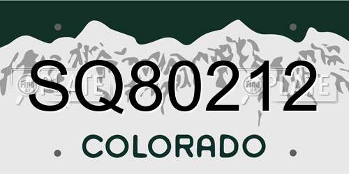 SQ80212 Colorado License Plate