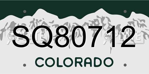 SQ80712 Colorado License Plate
