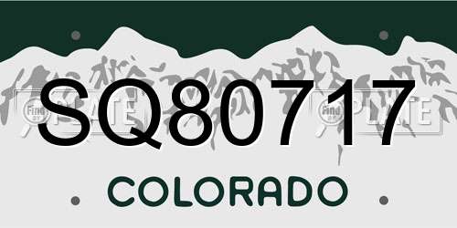SQ80717 Colorado License Plate