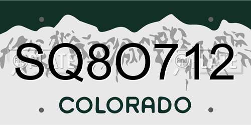 SQ8O712 Colorado License Plate